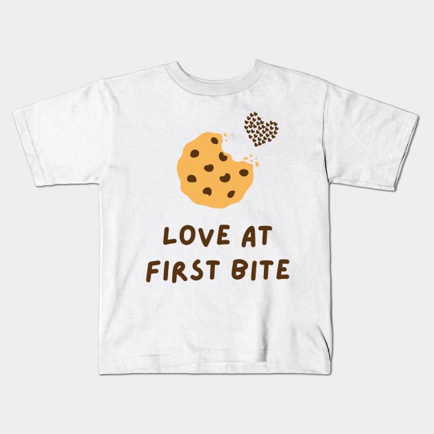 Cuter Love At First Bite Cookie T-Shirt Design Kids T-Shirt by Shirts4Bakers